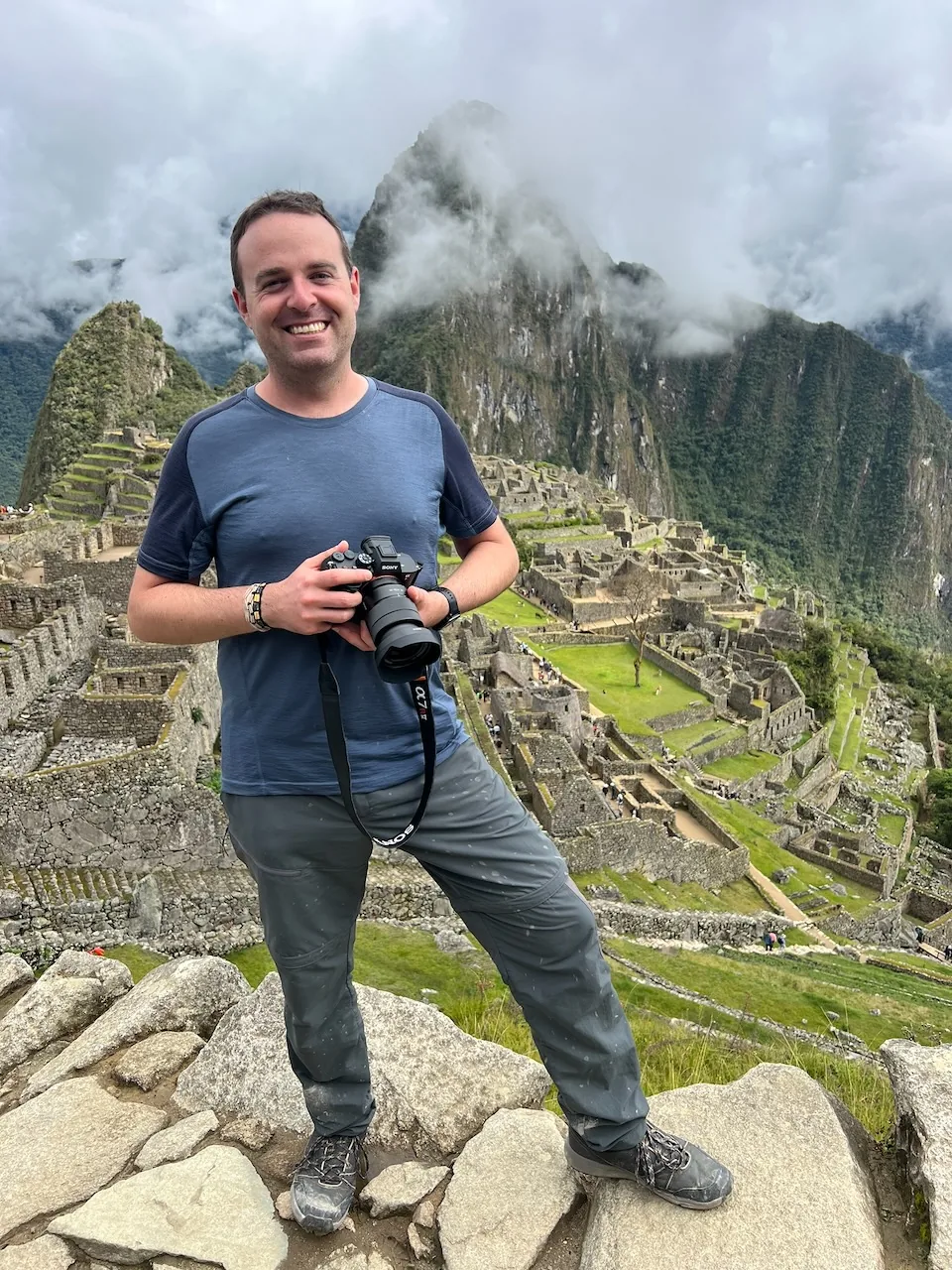Jan Miřacký with his camera at Machu Picchu, Peru